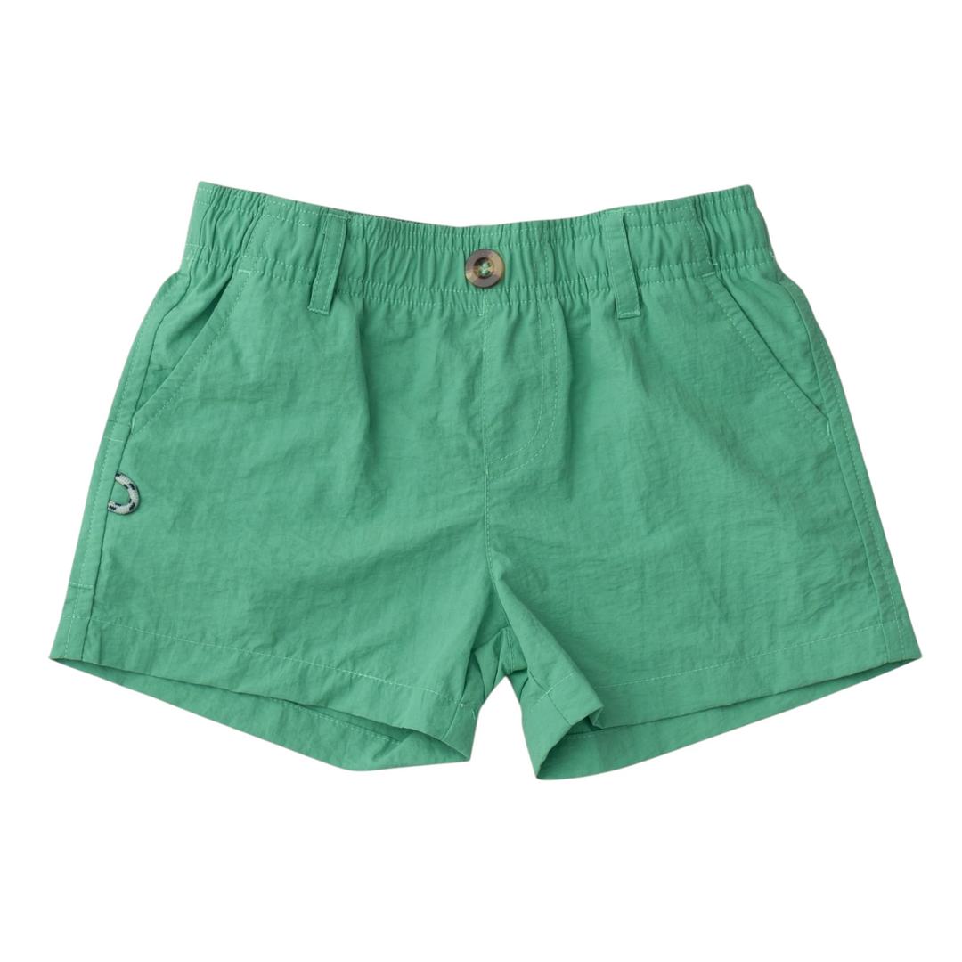 That Store green spruce boys' performance ripstop shorts with elastic waistband and signature loop detail.