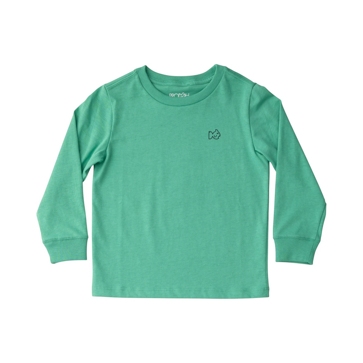 That Store green spruce long sleeve cotton jersey t-shirt for kids with signature logo embroidery