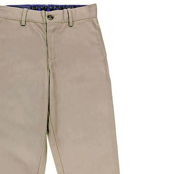 That Store J Bailey Champ khaki cotton trousers for boys with an adjustable waistband and patterned inner lining