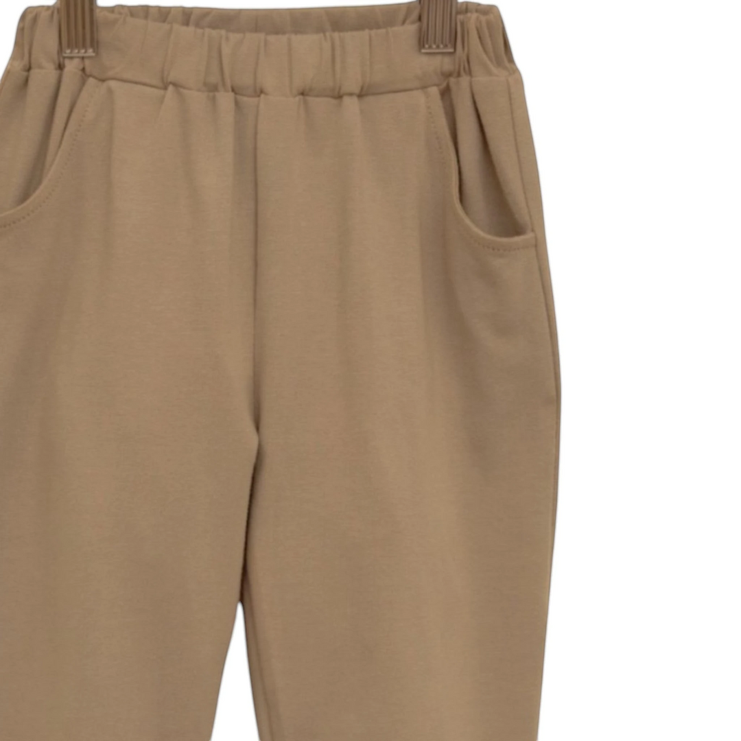 That Store khaki boys joggers with elastic waistband and side pockets in soft cotton blend fabric