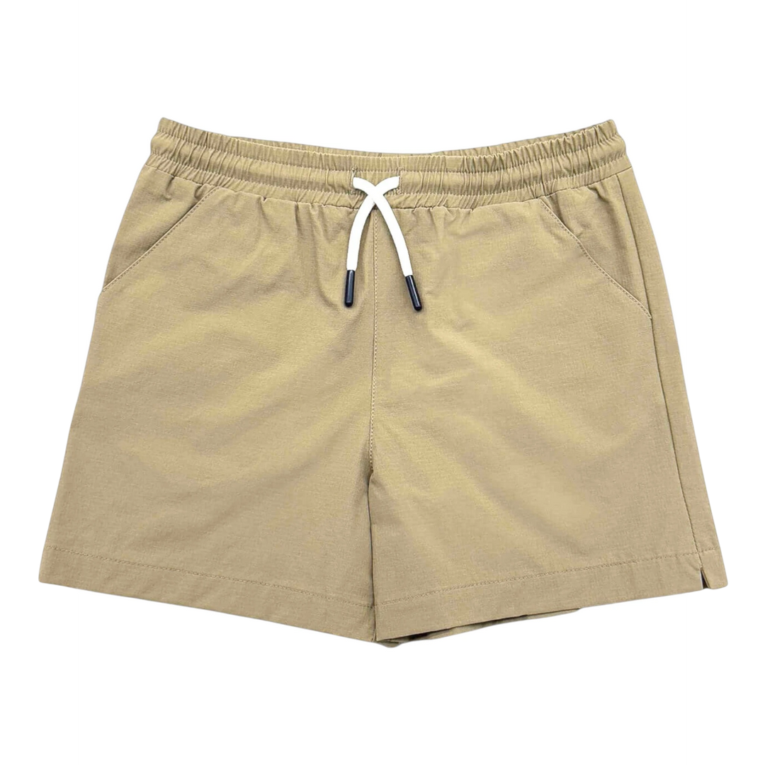 That Store khaki boys performance shorts with elastic drawstring waist and quick-dry stretch fabric