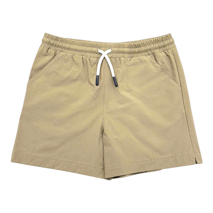 That Store khaki boys performance shorts with elastic drawstring waist and quick-dry stretch fabric