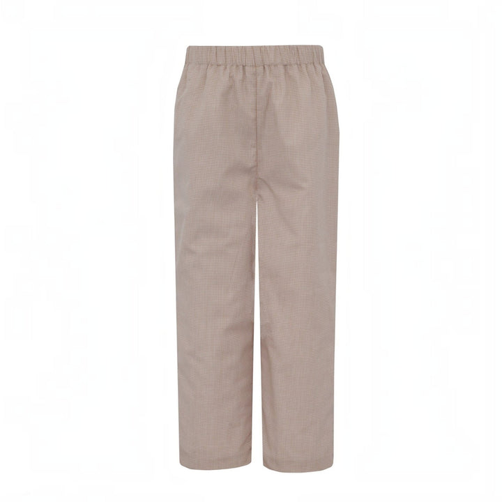 That Store boys khaki mini gingham pants featuring an elastic waist and 100% cotton fully lined fabric.