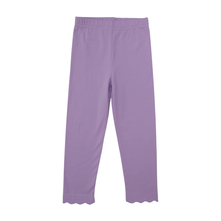 That Store lavender girls leggings in soft cotton blend with a charming scalloped hem detail