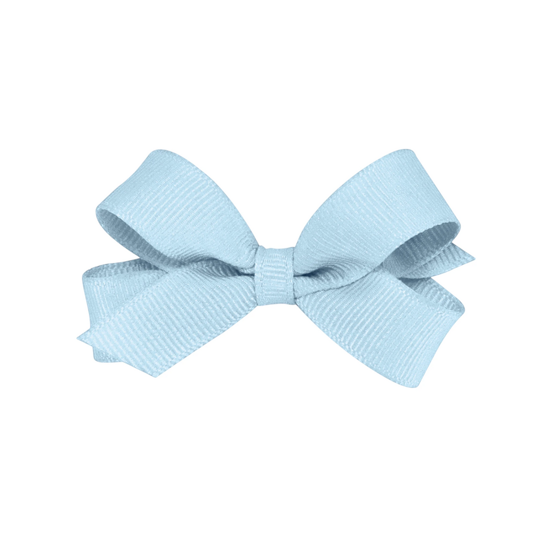 That Store tiny light blue grosgrain hair bow with a WeeStay no-slip alligator clip