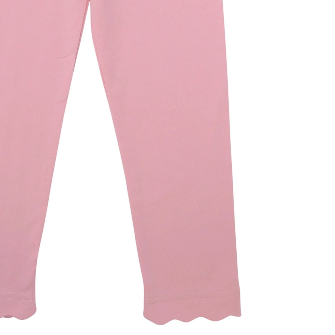 That Store light pink girls leggings in soft cotton blend with a delicate scalloped hem detail