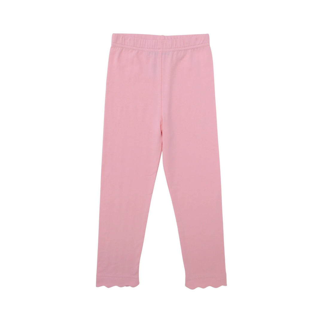 That Store light pink girls leggings in soft cotton blend with delicate scalloped hem detail