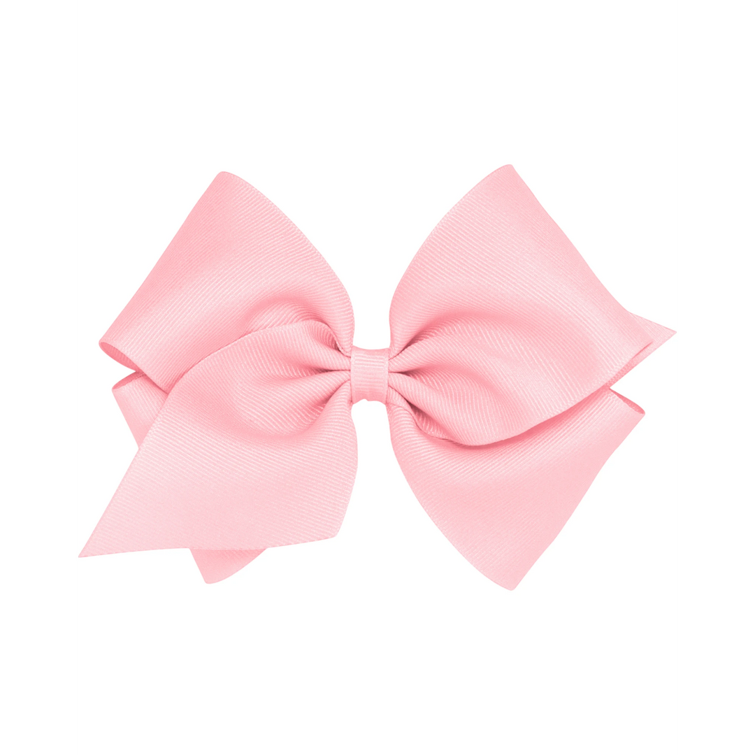 That Store Mini King light pink grosgrain hair bow for girls with a secure no-slip alligator clip