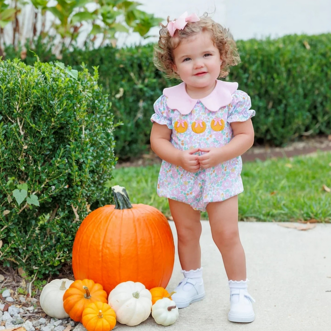 Pumpkin Floral Pink Girls Bubble