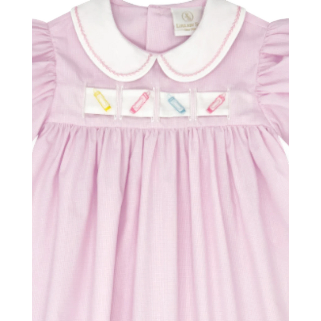 That Store Ruth Ribbon Dress in pink mini gingham with white collar and interchangeable crayon ribbon detail