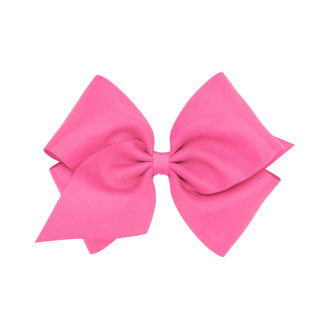 That Store Mini King bright pink grosgrain hair bow with a secure no-slip alligator clip for girls