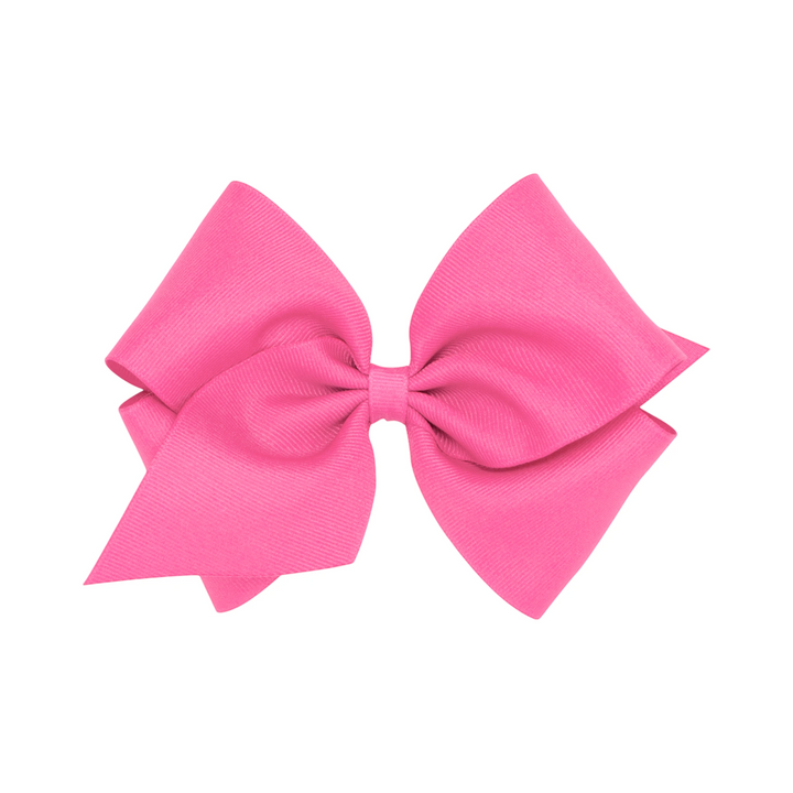 That Store Mini King bright pink grosgrain hair bow with a secure no-slip alligator clip for girls