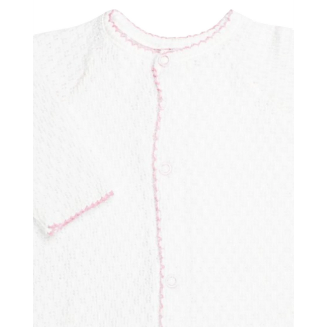 That Store Paty Knit girls converter in white cotton blend with pink scalloped trim and front snap closure