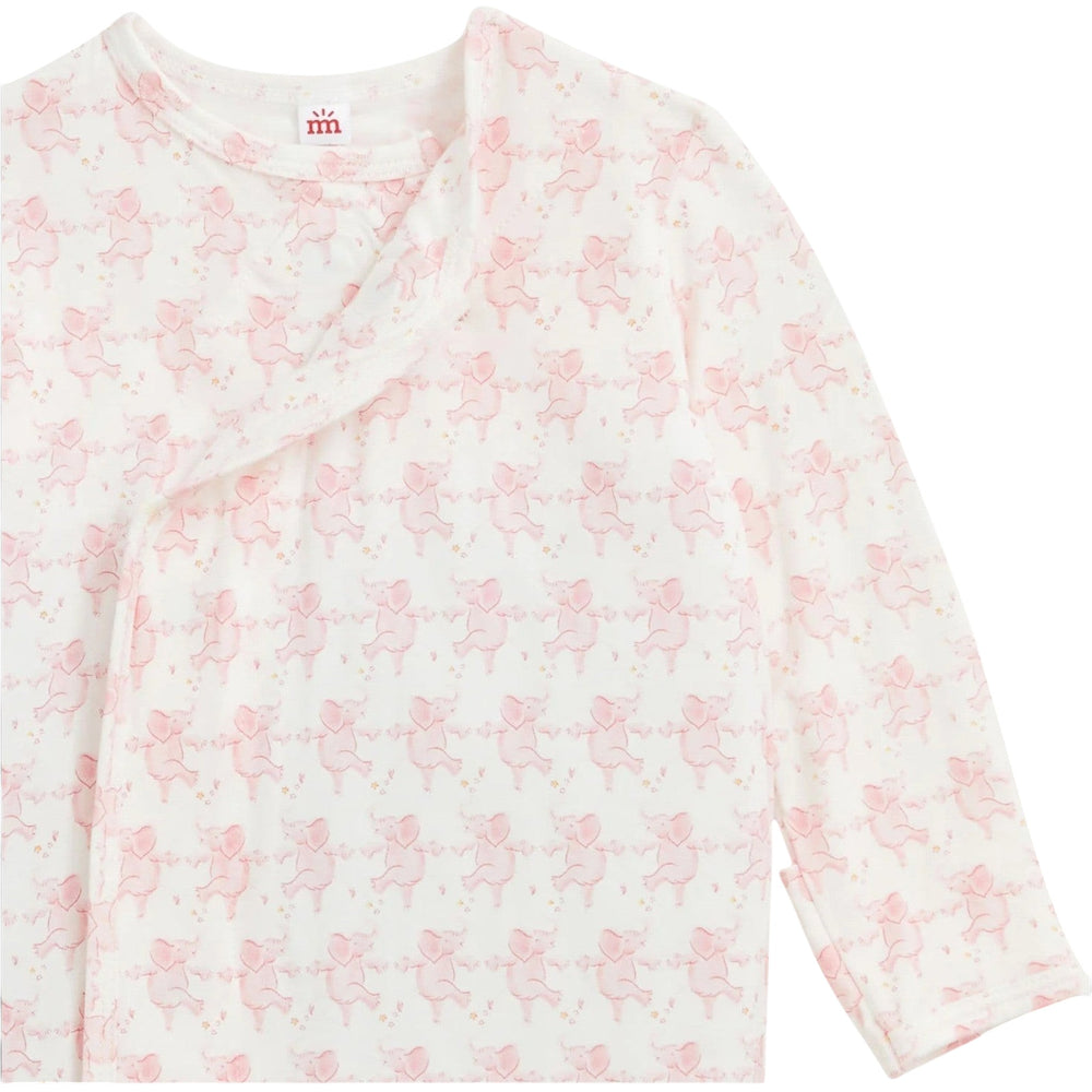 That Store pink modal magnetic baby gown with elephant print and long sleeves for newborns