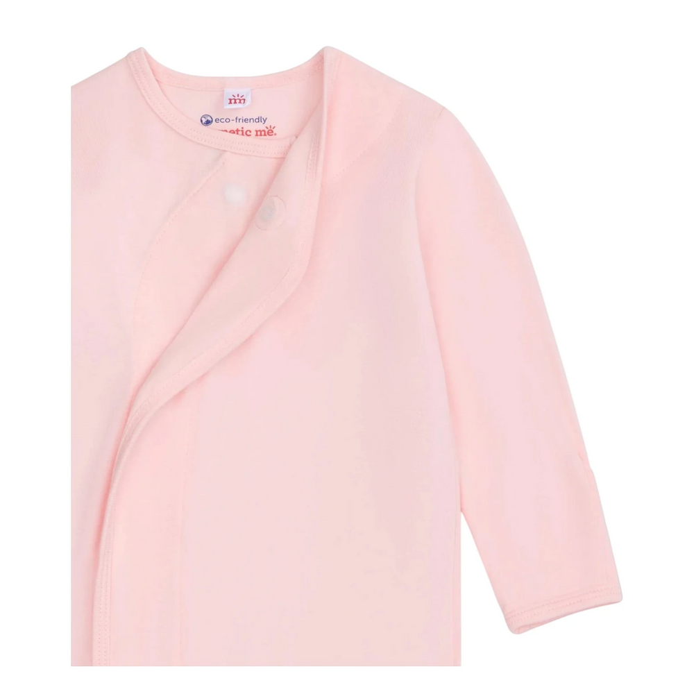 That Store pink modal newborn gown with magnetic closure and long sleeves for easy diaper changes.