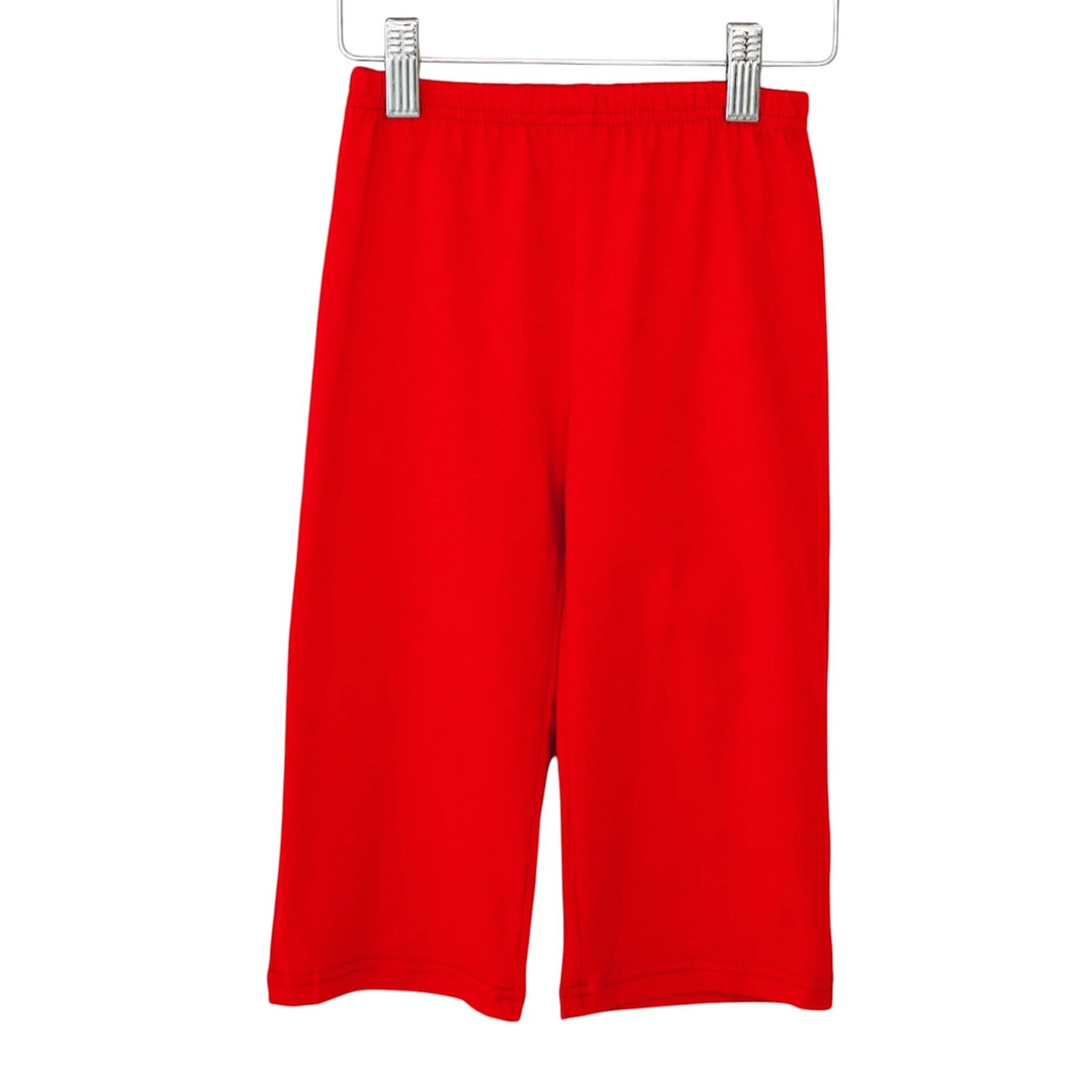 That Store red knit boys pants with an elastic waistband made from a comfortable cotton and spandex blend.