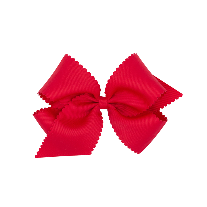 That Store red grosgrain hair bow for girls featuring a decorative scalloped edge and secure WeeStay clip