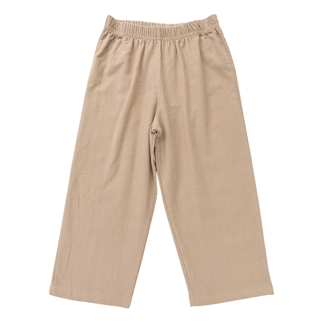 That Store sand-colored jersey knit boys pants with a comfortable elastic waistband for casual wear.