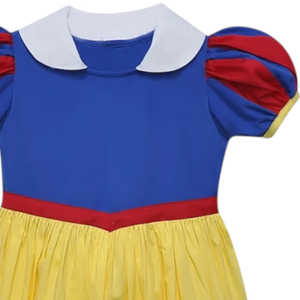 That Store Snow White dress-up costume for girls featuring a blue bodice, red accents, and a yellow full skirt.