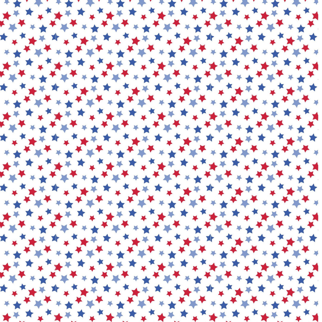 That Store Walker boys short set featuring a white fabric with a red and blue star pattern in soft Pima cotton