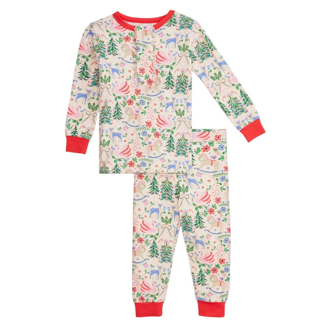 That Store Sugar Plum Dreams modal long-sleeve pajama set with festive holiday print and magnetic closures