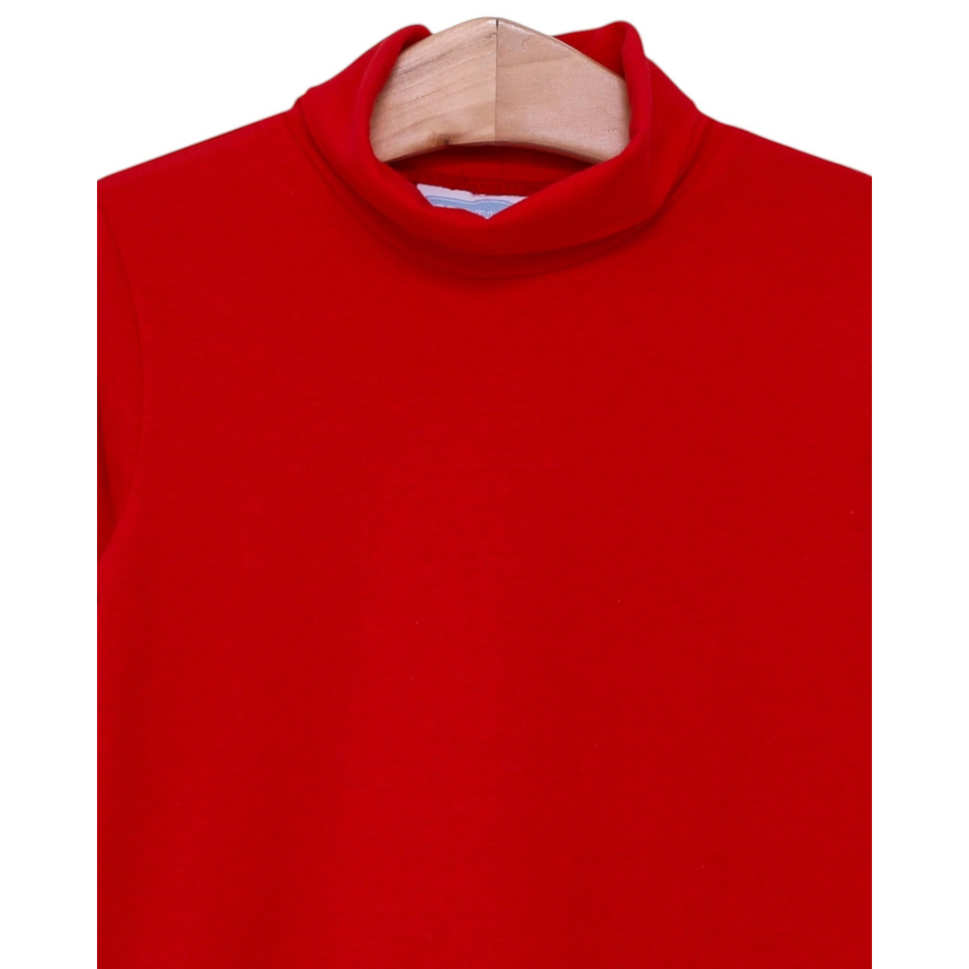 That Store Taylor Turtleneck in vibrant red for children, featuring a comfortable high neck design on a hanger.