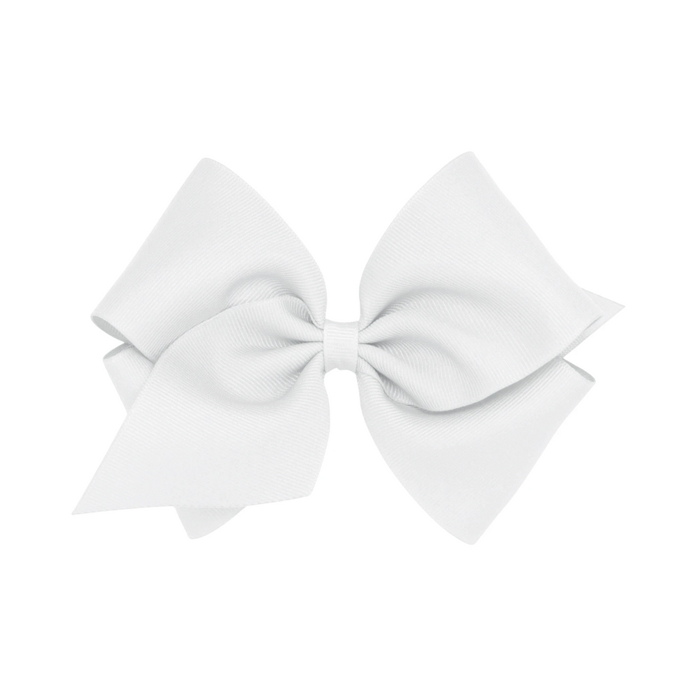That Store white grosgrain hair bow for girls with a patented no-slip alligator clip, 4 by 3 inches.