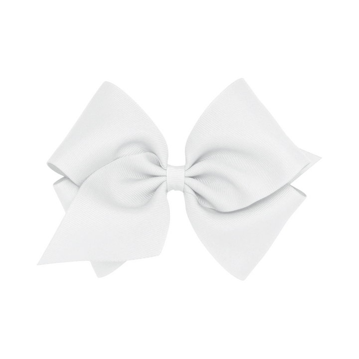 That Store white grosgrain hair bow for girls with a patented no-slip alligator clip, 4 by 3 inches.