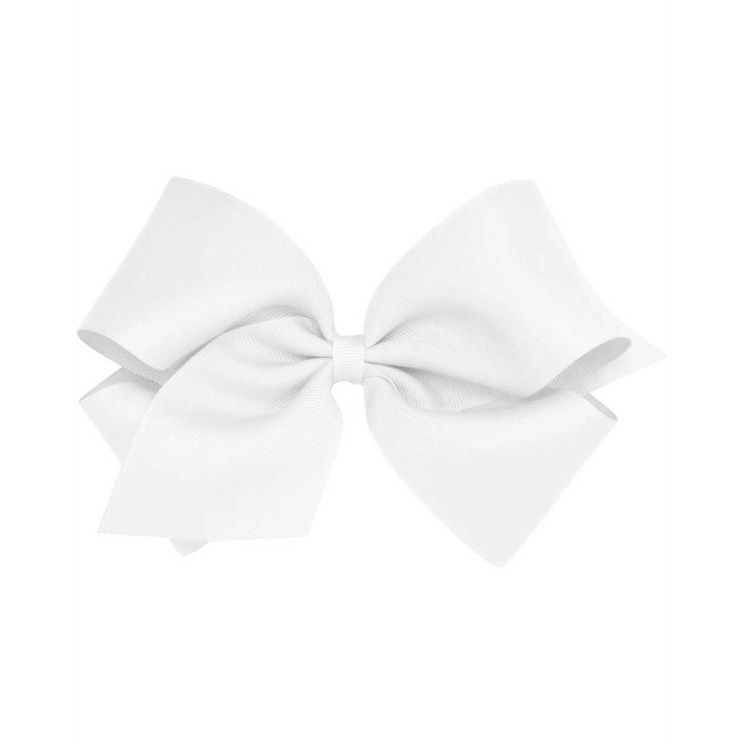 That Store white grosgrain King hair bow with a no-slip alligator clip for toddlers and girls