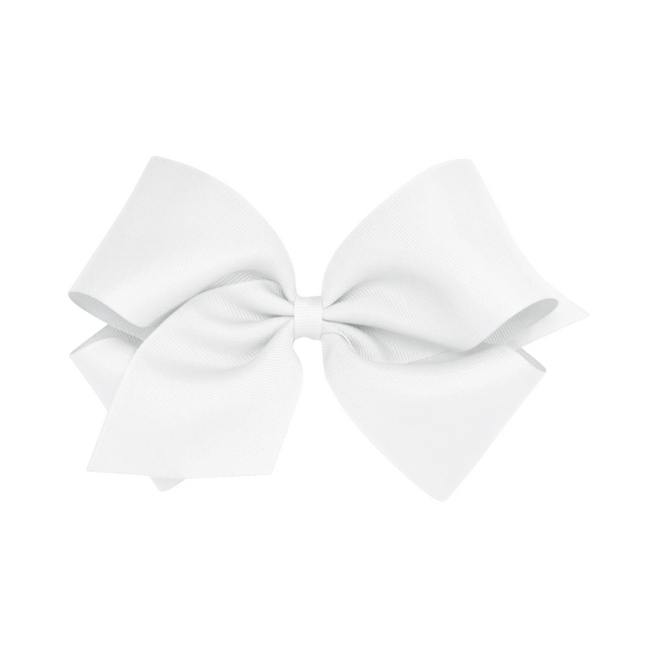 That Store white grosgrain King hair bow with a no-slip alligator clip for toddlers and girls