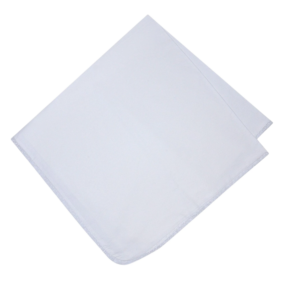 That Store white baby blanket featuring delicate lace trim edges, perfect for a personalized keepsake.