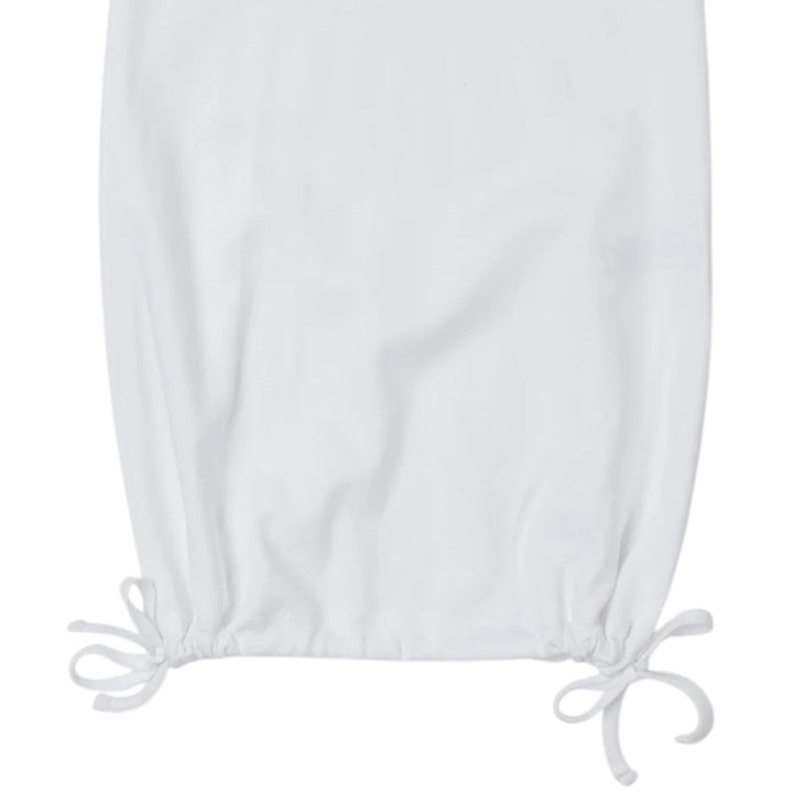 That Store white Pima cotton baby daygown with adjustable tie-bottom hem and soft fabric texture