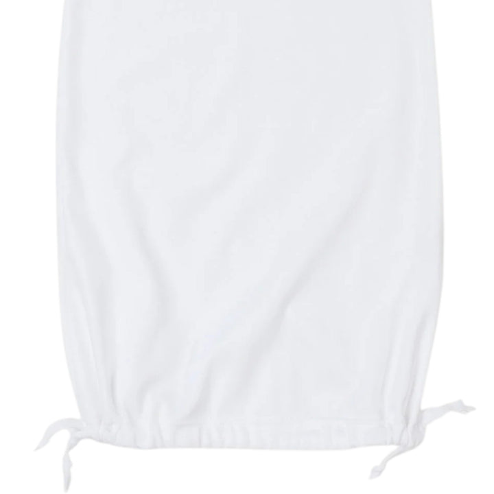 That Store white Pima cotton newborn daygown featuring a soft drawstring tie bottom for easy diaper changes