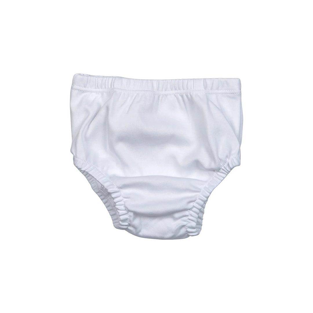 That Store white pima cotton knit diaper cover for babies with elasticated waist and leg openings