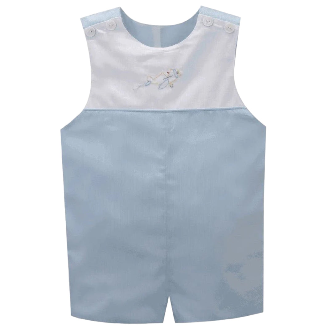 Airplane Embroidered Blue Shortall ShopThatStore, front