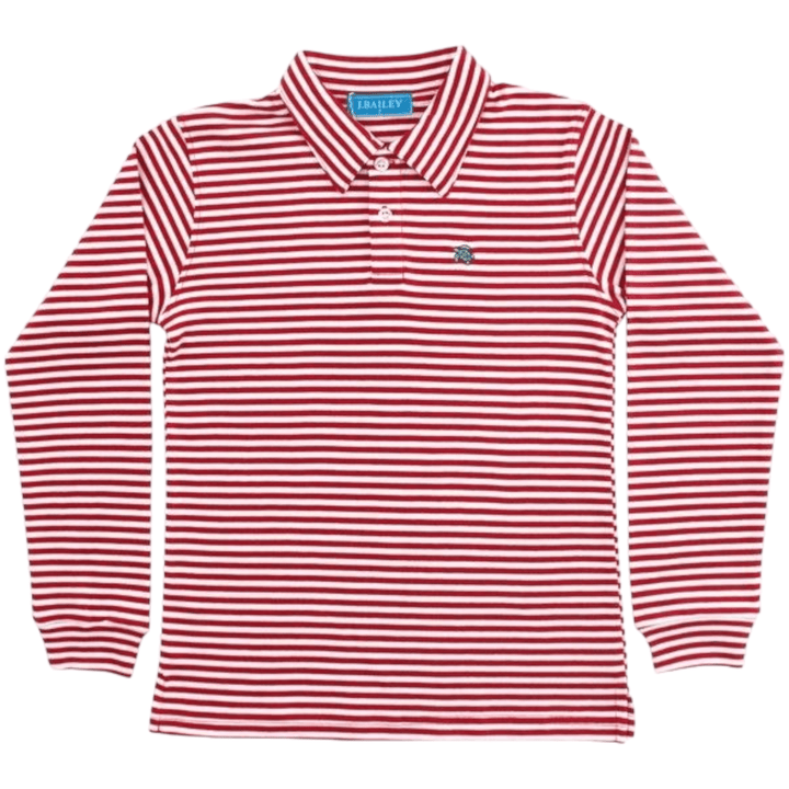 Red Stripe Long Sleeve Polo - ShopThatStore.com
