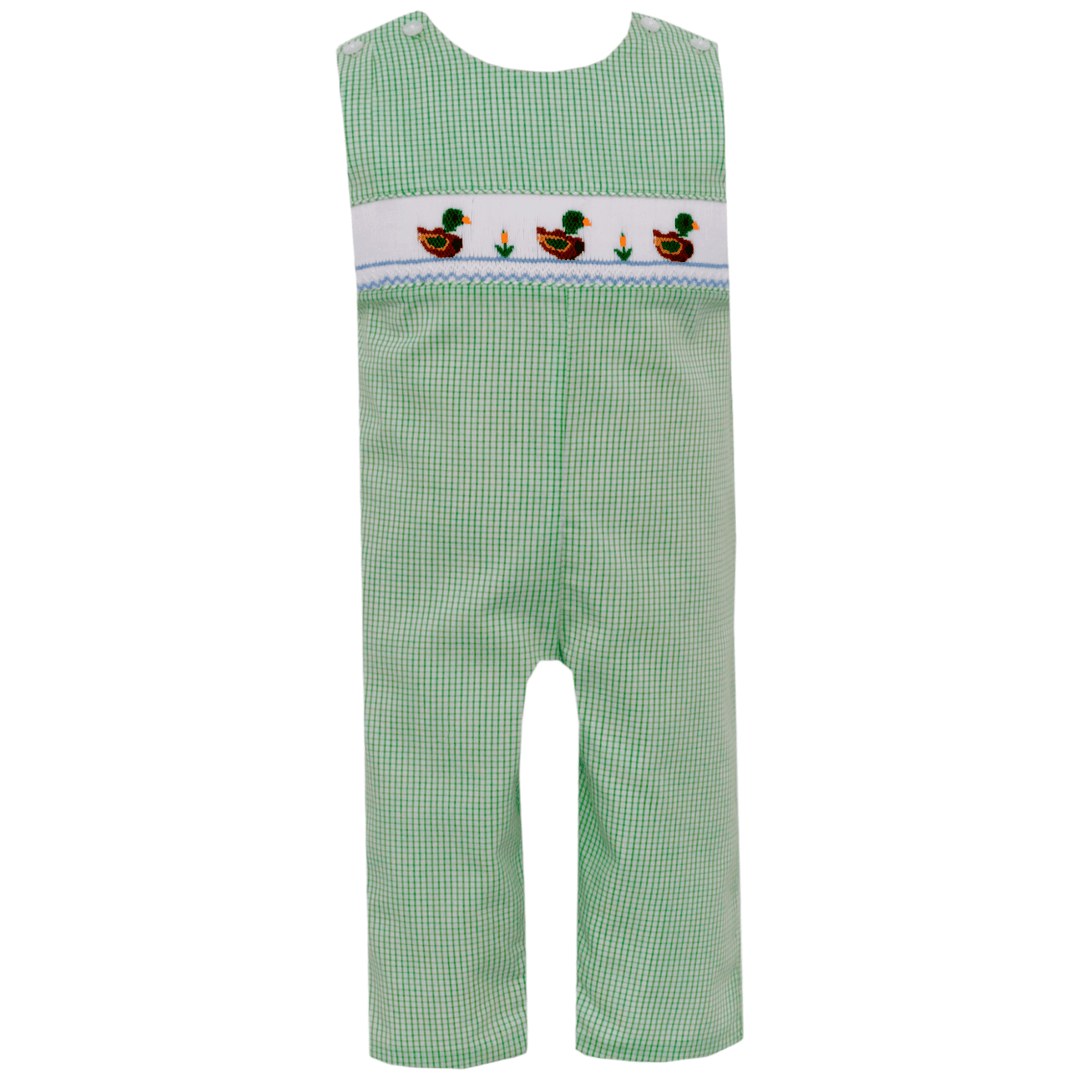 Smocked Duck Green Gingham Longall - ShopThatStore.com