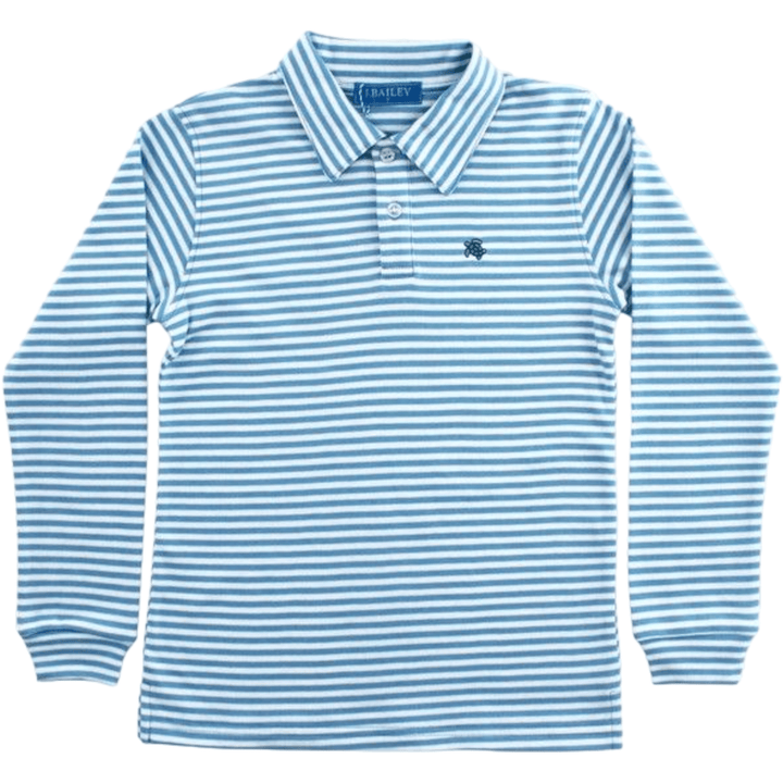 Blue Stripe Long Sleeve Polo - ShopThatStore.com