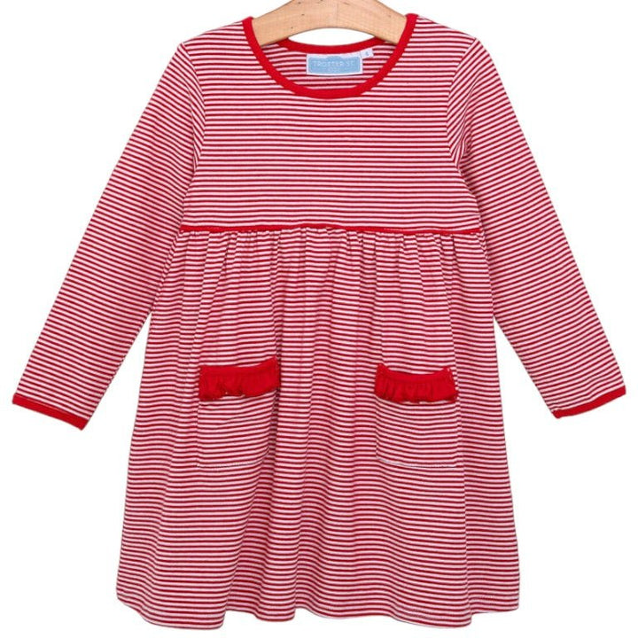 Millie Red Stripe Pocket Dress, front