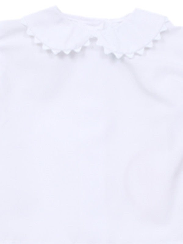 Funtasia Too Short Sleeve white Blouse With Ric Rac, close up