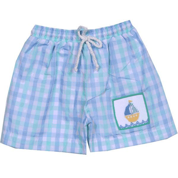 Smocked Blue Plaid Sailboat Trunk - ShopThatStore.com