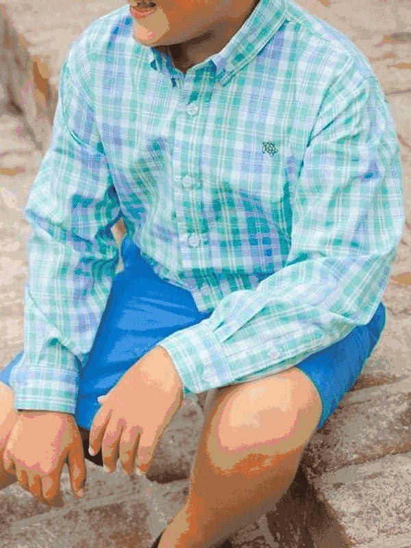 J Bailey Cadet Blue Boys Shorts shopthatstore.com, close up 2