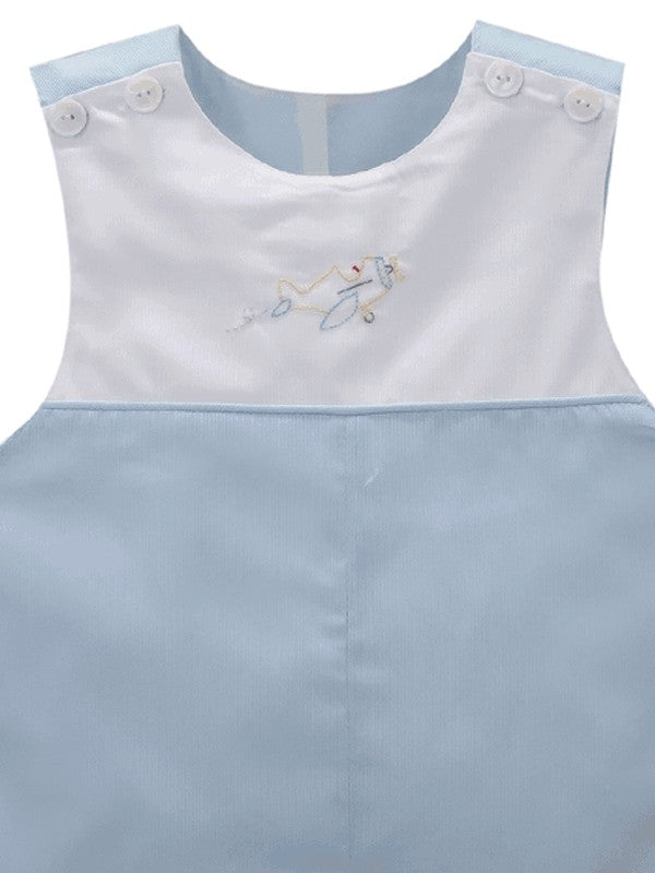 Airplane Embroidered Blue Shortall - ShopThatStore.com